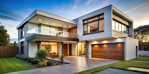 Fototapeta premium Modern architect-designed house with sleek lines and unique features