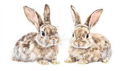 Obraz premium close-up of cute bunnies on isolated with background illustration. ai generative.