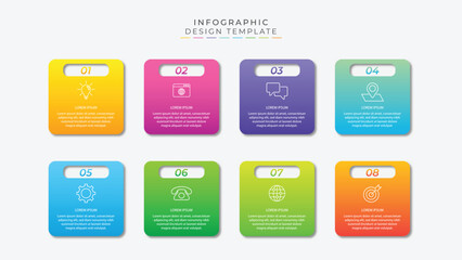 Infographic 8 options design elements for your business data. Vector Illustration
