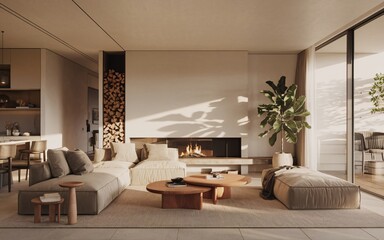 Sun-Kissed Tranquility: A Modern Minimalist Living Room 