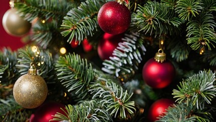 close up of Christmas tree decorations