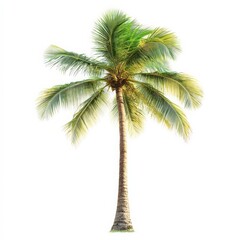 Single Palm Tree Isolated on White Background.