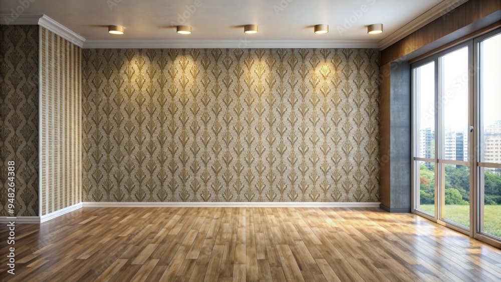 Poster room structure with a modern and stylish wall background featuring textured wallpaper