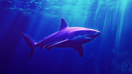 Obraz premium shark in water in purple shades