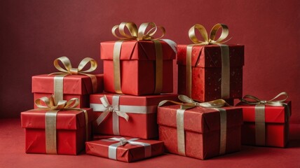 Fototapeta premium gift box on isolated red background