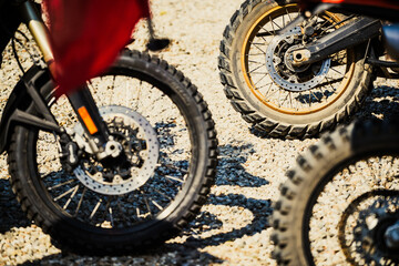 Motorcycle wheels with off road tires © bizoo_n