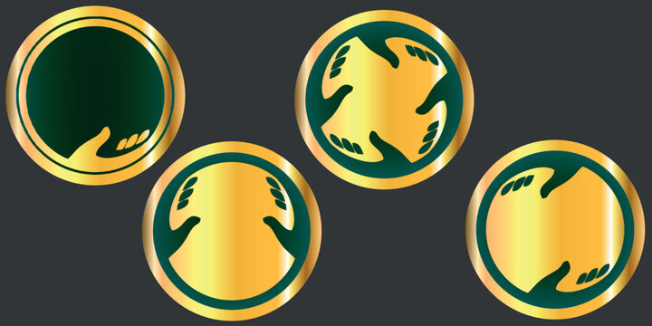 Simple 4 maam hand logo, premium gold green blue model
