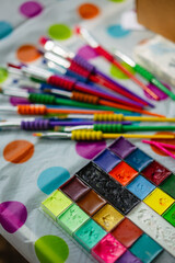 Paintbrushes and watercolor