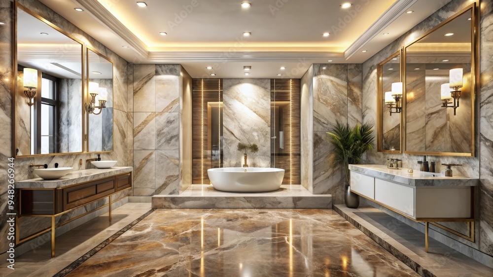 Poster luxurious bathroom marble with elegant design and pristine finish