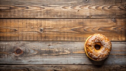 Fototapeta premium Rustic barn wood background with a delicious donut on top