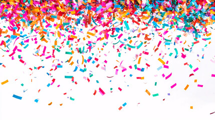 Colorful Confetti Falling on White Background