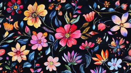 Watercolor illustration of ethnic flowers in an embroidered traditional style suitable for digital and textile prints on fabric ideal for fashionable women s wear