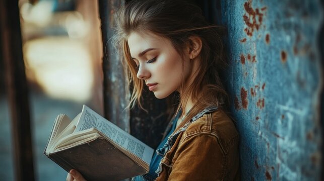 Young Woman Reading a Book