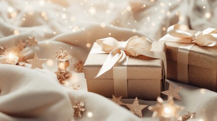Festive Delights: Captivating Vintage Winter Holiday Christmas Composition with Gift Boxes &ndash; A Styli