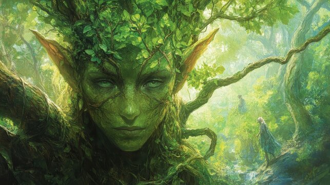 Enchanting Dryads: Ethereal Tree Spirits in Serene Forest Setting