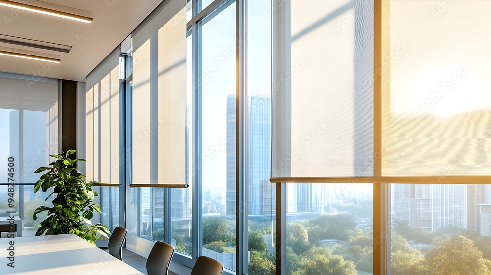 Poster iot controlled smart window shades automatically adjusting to natural light levels for an optimized 