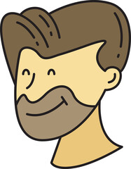 Beard Man Character Head Icon