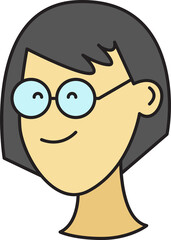 Nerd Girl Character Head Icon
