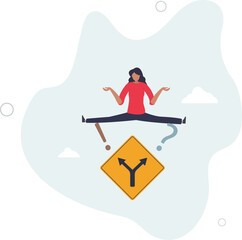 Decision to choose pathway, alternative or choice, deciding career path, determination or thinking to find solution concept.flat design with people.