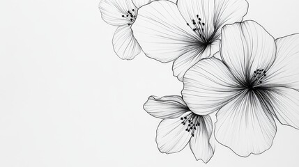 Fototapeta premium A minimalist and contemporary illustration featuring delicate floral designs in black and white, perfect for modern decor