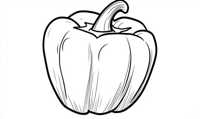 A simple line drawing of a bell pepper, perfect for coloring books or illustrations.