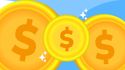 Festive Dollar coin wallpaper vector illustration. Suitable for financial business background theme content