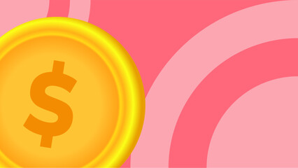 Dollar coin with copy space area vector illustration. Suitable for financial business content