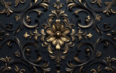 Elegant damask design featuring intricate 3D rendering elements and ornamental motifs