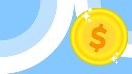 Dollar coin with copy space area vector illustration. Suitable for financial business content