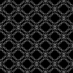 Abstract white grid on black seamless pattern
