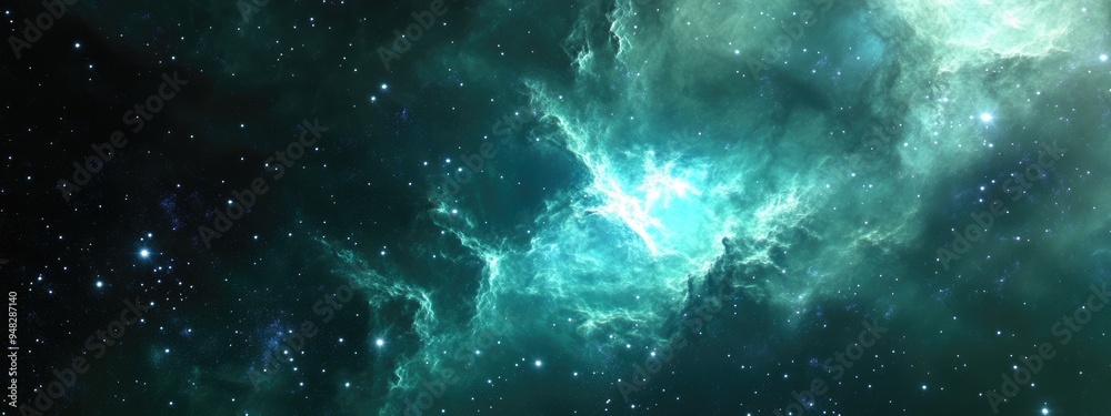 Aufkleber 3d cartoon visualization of a nebula and a cluster of stars in deep space showcasing science fiction