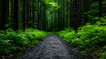 Fototapeta premium Path Through Forest With Lots Trees