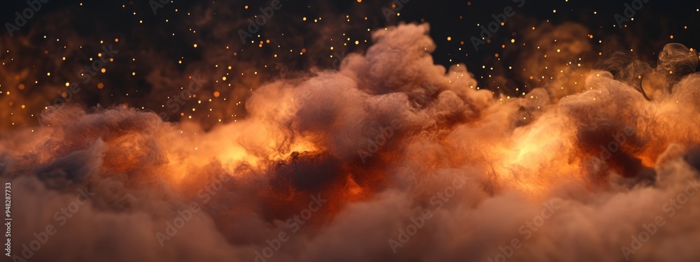 Poster brown smoke illuminated by light in 3d cartoon rendering