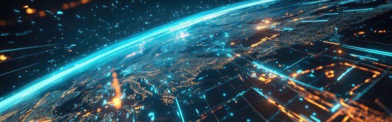 Global hologram of Planet Earth 3D cartoon rendering illustrating virtual reality technology