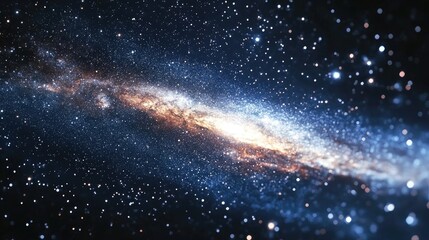 3D cartoon illustration depicting the Milky Way Galaxy with stars in the universe