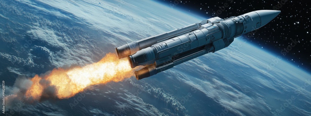 Poster Orbital class rocket capable of reflight in a 3D cartoon rendering