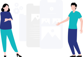 Obraz premium The boy and the girl are standing.