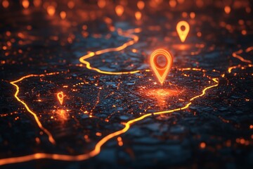 GPS tracking in logistics, digital map, fleet management technology. Generative AI