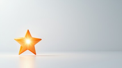 Fototapeta premium Single star shining brightly, isolated on white, minimal and radiant, 3D illustration