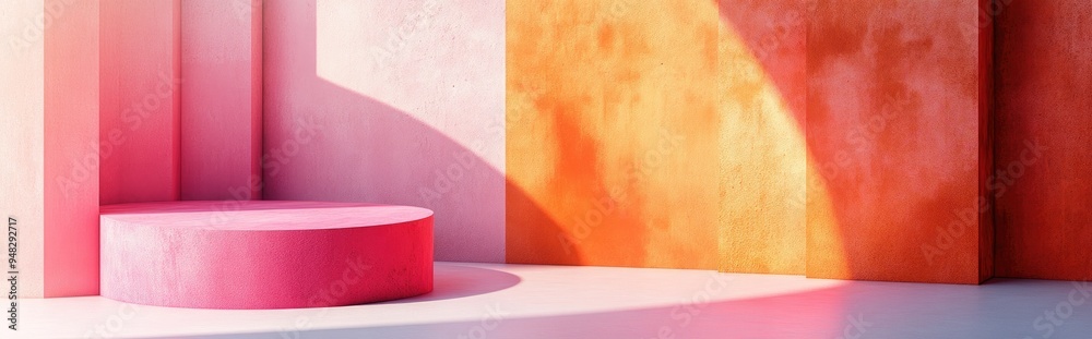 Poster Abstract background featuring a podium and wall showcasing 3D illustration and rendering