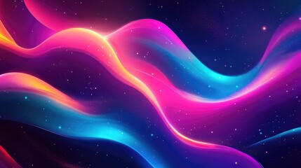 Fototapeta premium Vibrant abstract background featuring luminous colors and a glossy modern design in a 2D illustration style