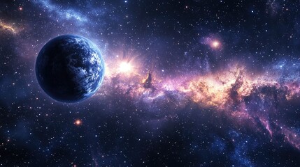 Obraz premium Stars of a planet and galaxy in vast space