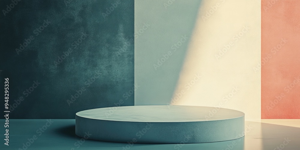 Poster minimalist abstract background with pedestal featuring 3d illustration and rendering