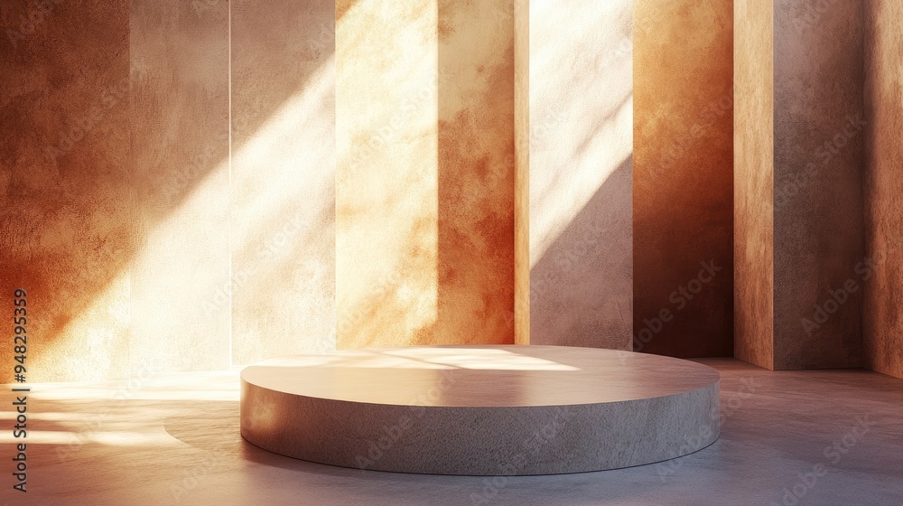 Aufkleber Abstract background featuring a 3D podium and wall scene digitally rendered in three dimensions