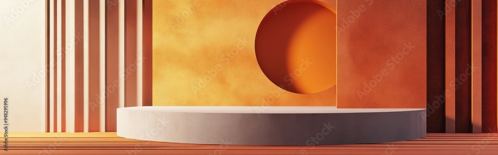Poster Abstract background featuring a podium and wall showcasing 3D illustration and rendering