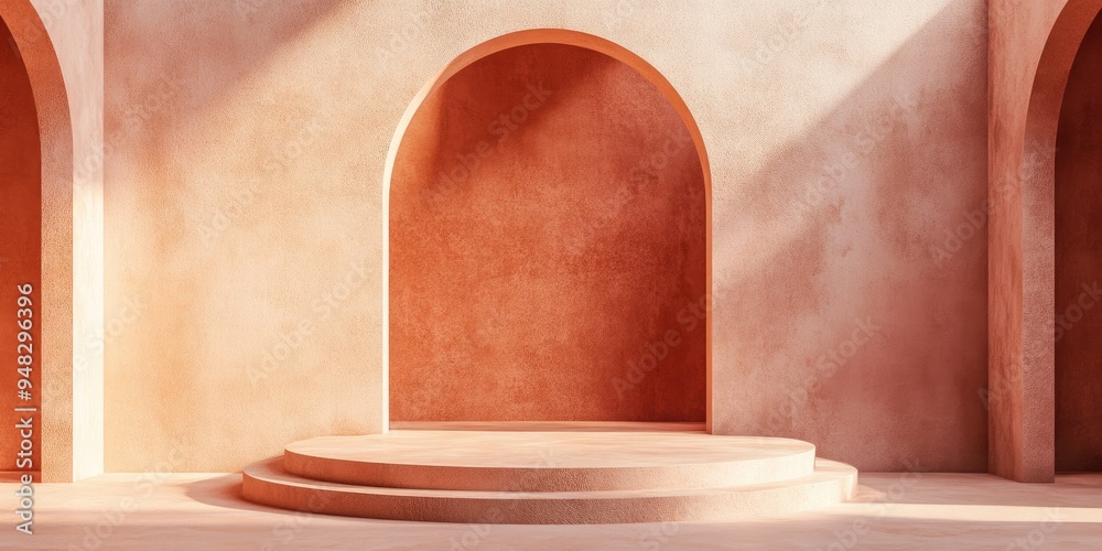 Poster abstract background featuring a podium and wall created through 3d rendering and illustration