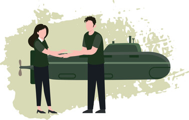 Boy and girl shaking hands.