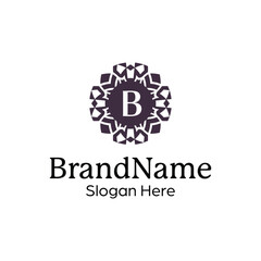 Elegant ornamental floral emblem logo design template