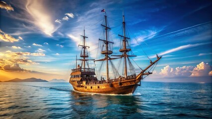 Obraz premium Pirate ship sailing in the Adriatic Sea