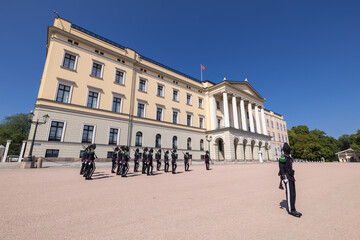 Change of the guard at the Royal Palace in Oslo, Norway